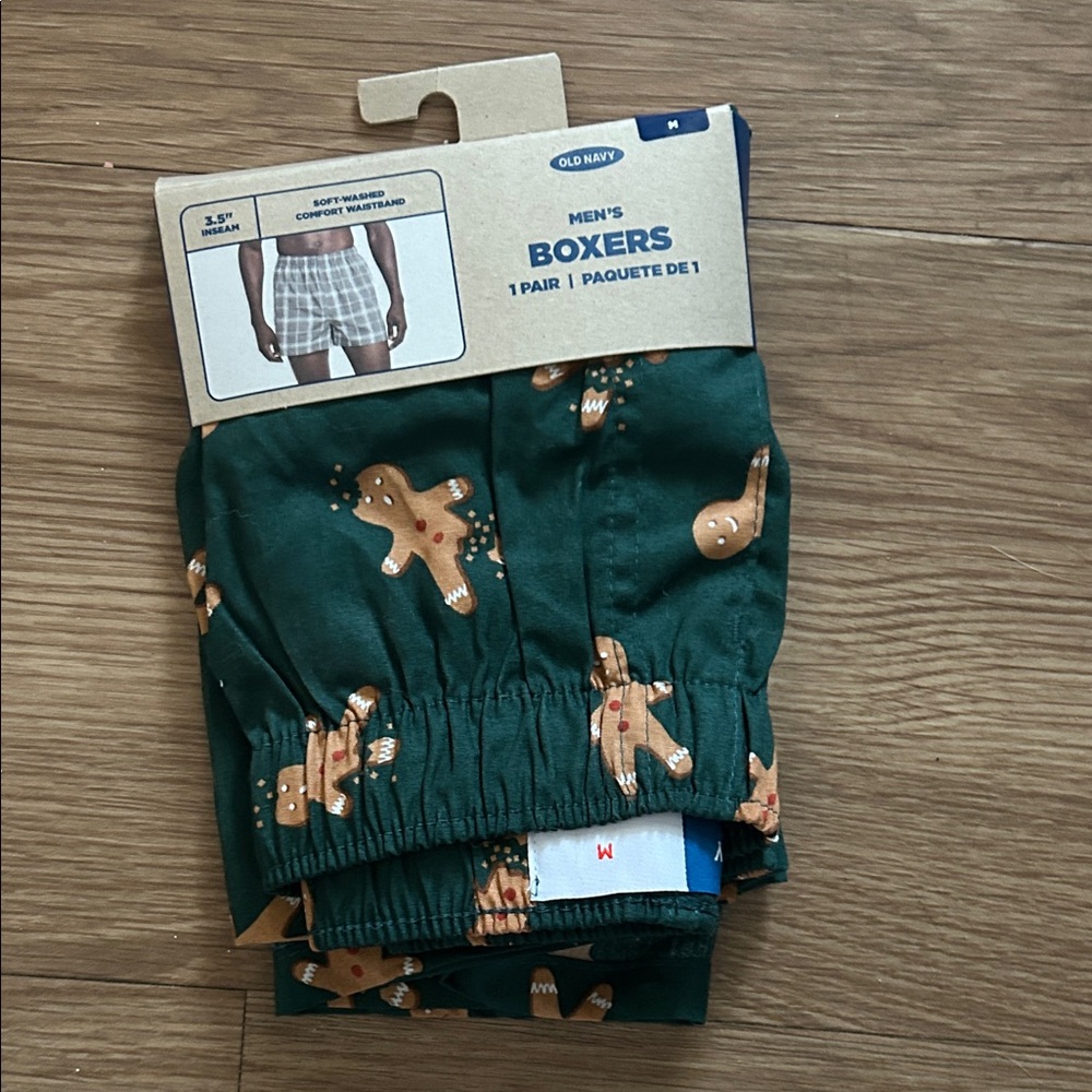 Old Navy Green Gingerbread Print Men's Boxers
